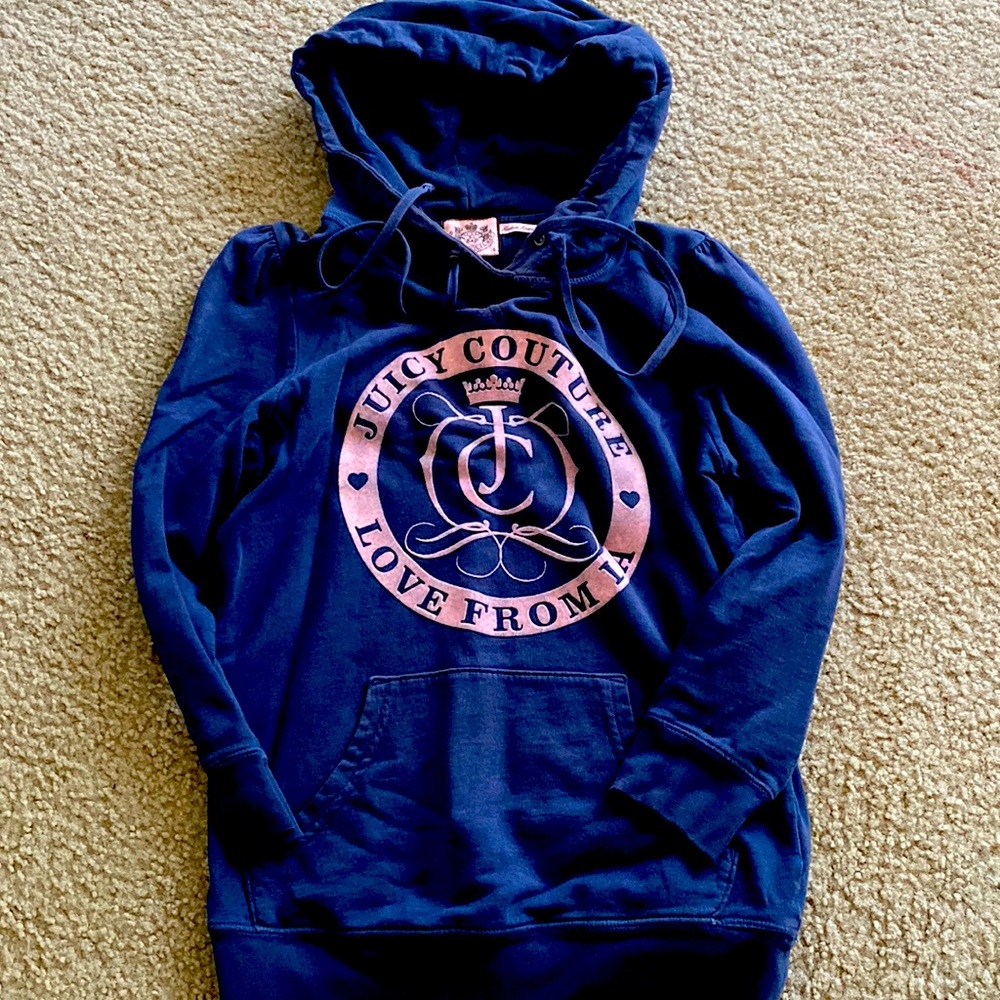 Navy blue and pink Juicy Couture quarter sleeve hoodie